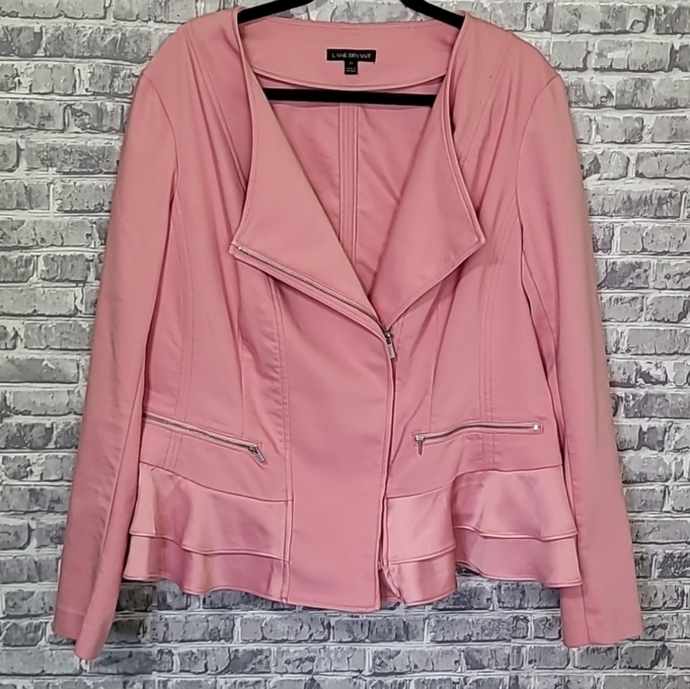 Lane Bryant Dusty Rose Pink moto blazer - Picture 3 of 3